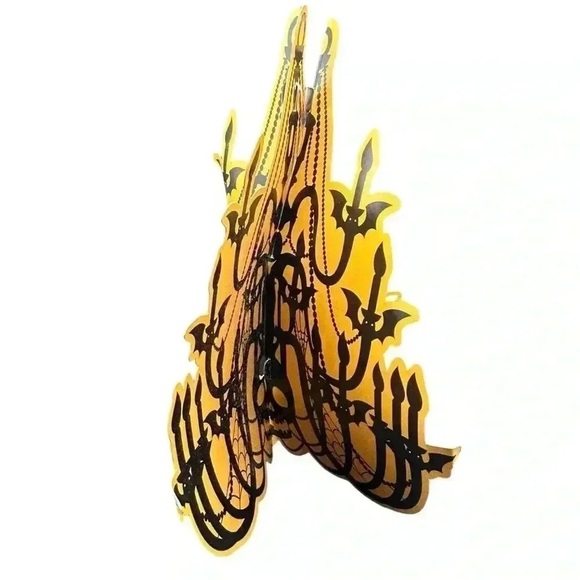 Vintage Halloween Skull Candelabra Cardboard Hanging Decor Spooky Cutout - Picture 6 of 8